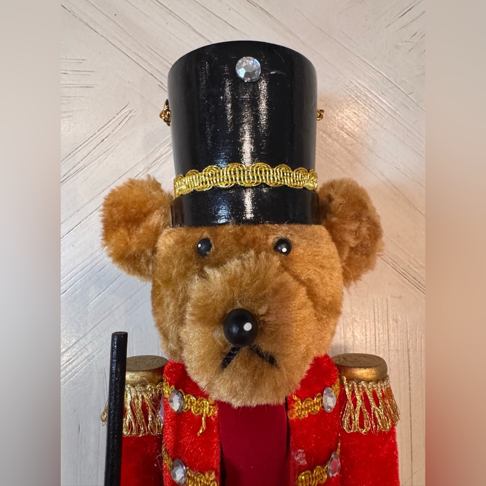 Martha Stewart Holiday 2013 Teddy Bear Nutcracker 14” Wooden Christmas Figurine - Picture 11 of 13